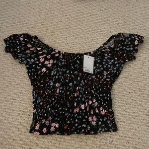 ruffled sleeve cinch waist top